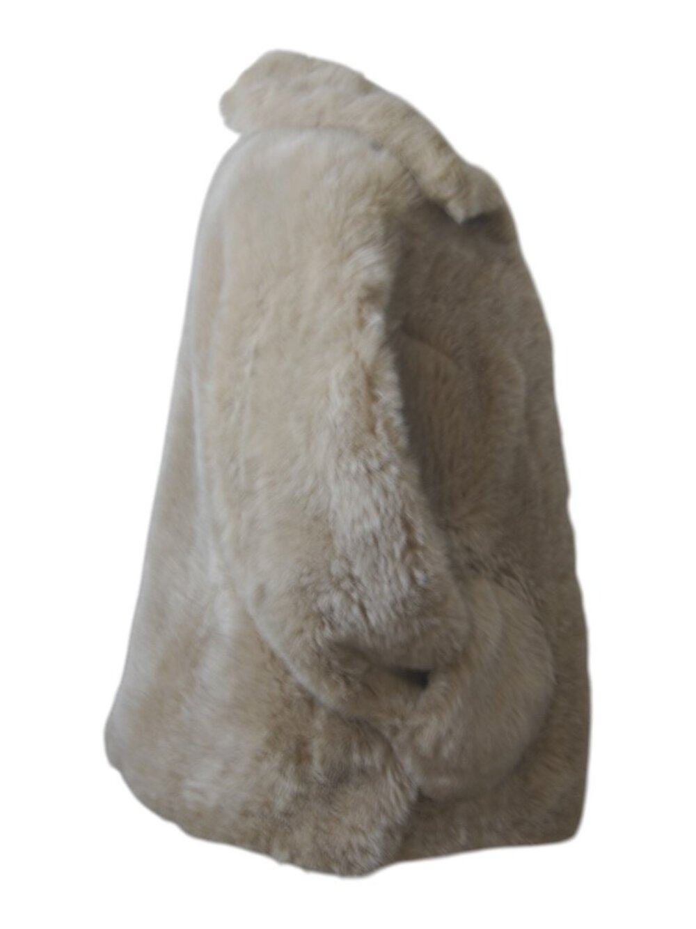 Cream Faux Fur Teddy Coat Collared Lined Jacket with Pockets Hook & Eye No Tag - Picture 4 of 11